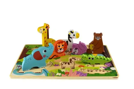 Tooky Toy TH633 Chunky puzzle - სათამაშო ცხოველების პაზლი, 2 image