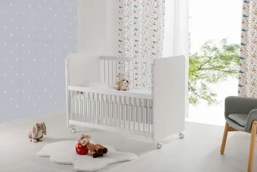 Baby When White Color Wheeled Bedside Cradle ახალშობილის საწოლი, 5 image