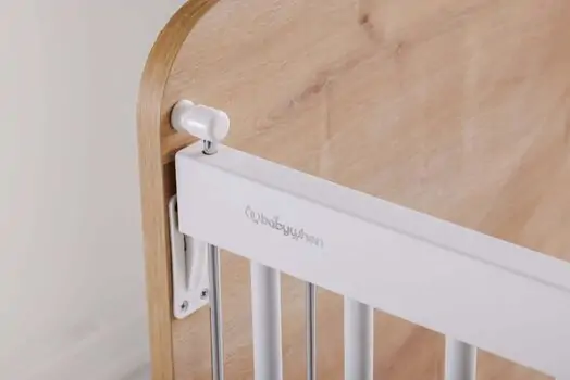 Baby When Wood Color Wheeled Bedside Cradle ახალშობილის საწოლი, 6 image