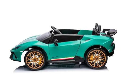 Lamborghini Car Painting Green - ელექტრო მანქანა კაუჩუკის საბურავებით და ტყავის სავარძლით, 2 image