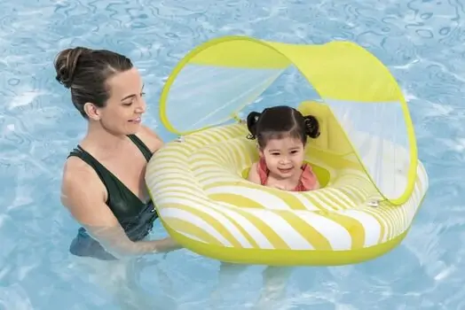 Bestway 32334 Swim Safe Comfort Plush Shaded 2-Ring Baby Boat  - გასაბერი კამერა, 3 image