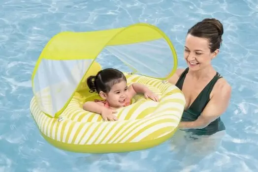 Bestway 32334 Swim Safe Comfort Plush Shaded 2-Ring Baby Boat  - გასაბერი კამერა, 2 image