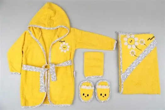 Bath Set Daisy 4in1 ახალშობილის ხალათის ნაკრები MİNİWORLD 15491