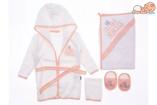 Premium Bath Set Little Princess ახალშობილის ხალათის ნაკრები MİNİWORLD 15997