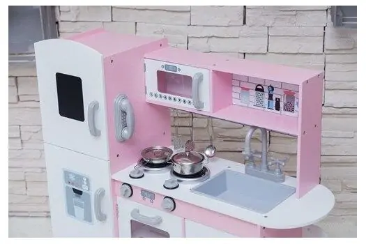 Toy Wooden Kitchen For Real Chef TX1319 Pink ხის სათამაშო სამზარეულო, 9 image