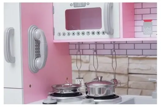 Toy Wooden Kitchen For Real Chef TX1319 Pink ხის სათამაშო სამზარეულო, 6 image