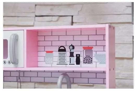 Toy Wooden Kitchen For Real Chef TX1319 Pink ხის სათამაშო სამზარეულო, 11 image