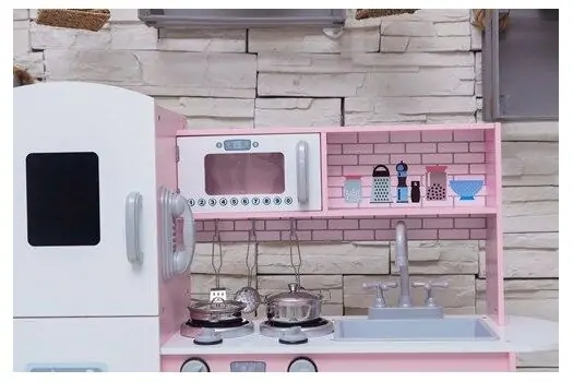 Toy Wooden Kitchen For Real Chef TX1319 Pink ხის სათამაშო სამზარეულო, 8 image