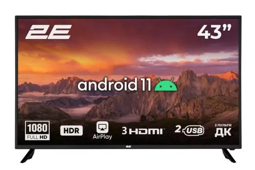 ტელევიზორი 2Е TV LED 43" FHD 43A06K Smart Android, Black