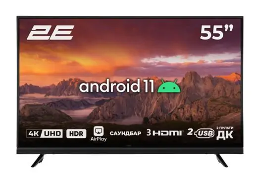 ტელევიზორი 2Е TV LED 55" 4K 55A06L Smart Android, Black