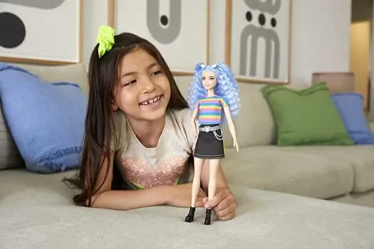 Barbie Fashionistas Doll With Blue Hair GRB61 ბარბის თოჯინა ლურჯი თმებით, 3 image