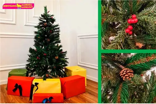 Christmas Tree With Pine Cones And Berries საახალწლო ნაძვის ხე გირჩით და კენკრით 120 სმ (OT613)