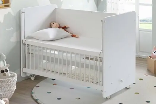 Baby When White Color Swinging and Wheeled Bedside Cradle ახალშობილის საწოლი, 4 image