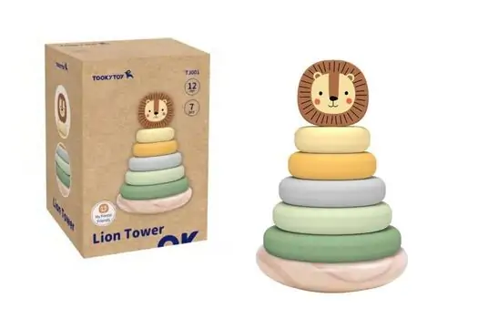 Tooky Toy Lion Tower - ხის განსავითარებელი სათამაშო კოშკი, 7 image