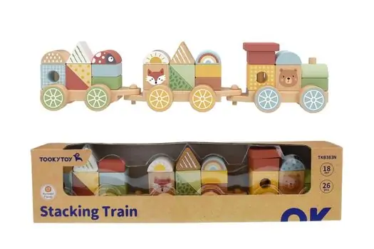 Tooky Toy Forest Friends Stacking Blocks Train - ხის განსავითარებელი სათამაშო მატარებელი, 3 image