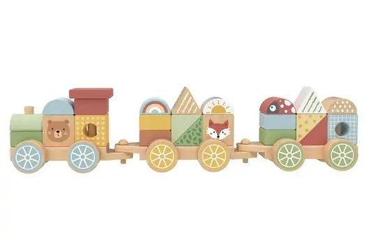Tooky Toy Forest Friends Stacking Blocks Train - ხის განსავითარებელი სათამაშო მატარებელი, 2 image
