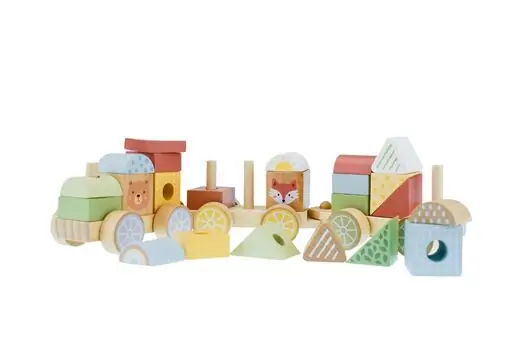 Tooky Toy Forest Friends Stacking Blocks Train - ხის განსავითარებელი სათამაშო მატარებელი, 4 image