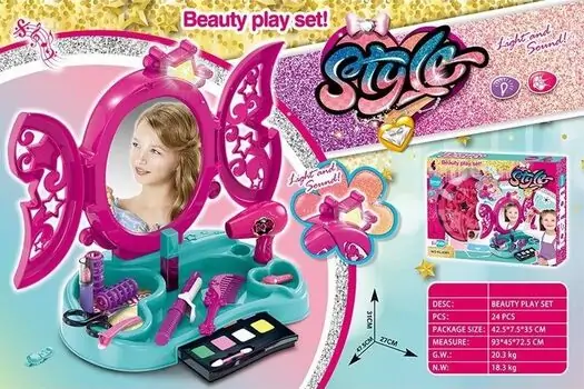 Beauty Play Table Pink Set - საბავშვო დასადგამი ტრილიაჟი