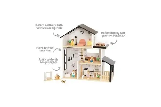 Tooky Toy Kids Play Doll House Family Figures Furniture Pet-საბავშვო თოჯინების სახლის ნაკრები ავეჯით, ფიგურებითა და შინაური ცხოველით, 7 image