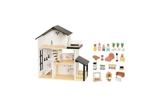 Tooky Toy Kids Play Doll House Family Figures Furniture Pet-საბავშვო თოჯინების სახლის ნაკრები ავეჯით, ფიგურებითა და შინაური ცხოველით, 3 image