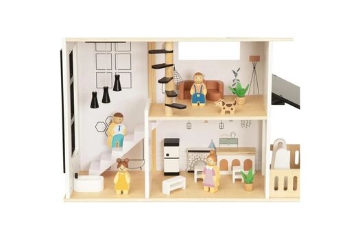 Tooky Toy Kids Play Doll House Family Figures Furniture Pet-საბავშვო თოჯინების სახლის ნაკრები ავეჯით, ფიგურებითა და შინაური ცხოველით, 4 image