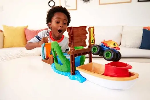 Hot Wheels Monster Trucks HGV14 Swamp Attack Playset - Colour Changing Truck - ჰოთ ვილსის ტრასა, 3 image