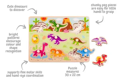 DINOSAUR PEG PUZZLE - დინოზავრის პაზლი ჩასასმელი დეტალებით, 2 image