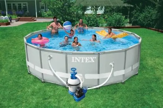 Intex-ის კარკასული აუზი ქვიშის ფილტრით და კომპლექტით 28324