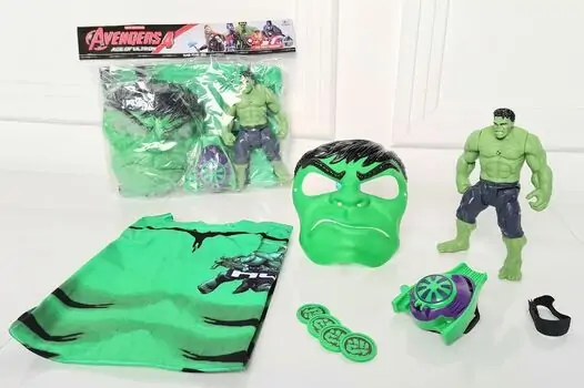 HULK WITH MASK SET 2105-1D MARVEL-ის სუპერგმირი ჰალკის ნიღაბი და აქსესუარები