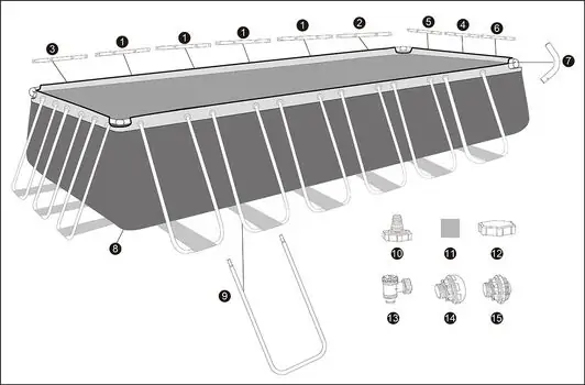 Bestway 561KG APX 365 Rectangular Pool Set - კარკასული აუზი ქვიშის ფილტრით და კიბით, 11 image