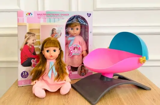 Baby girl with crib თოჯინა საწოლით და აქსესუარებით