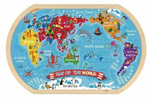 Tooky Toys World Map Puzzle TY123 - ხის განსავითარებელი სათამაშო ფაზლი
