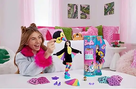 Barbie Cutie Reveal Dolls Tropical Jungle Series HKR00 თოჯინა ფერის ტრანსფორმაციით, 2 image