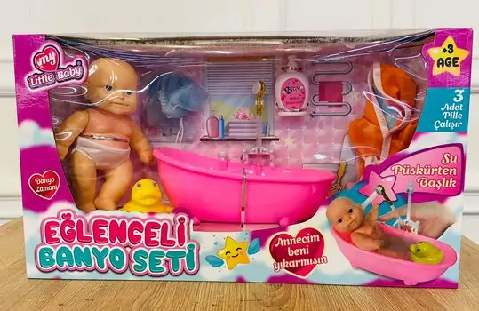 DOLL WITH TUB BATH SET სათამაშო თოჯინა აბაზანის აქსესუარებით, 3 image