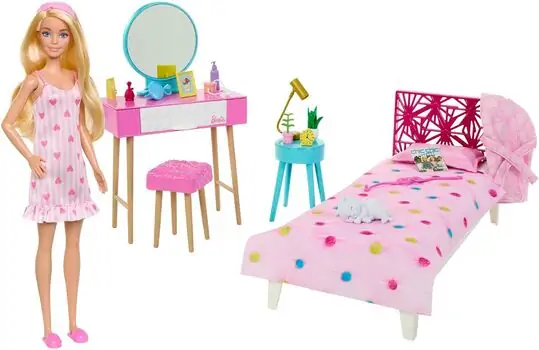 Barbie Doll and Bedroom Playset - ბარბის სათამაშო თოჯინა აქსესუარებით, 3 image