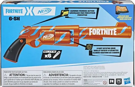 NERF Fortnite 6-SH Dart Blaster Camo Pulse Wrap, Hammer Action Priming HAS-F2678 ბლასტერი რბილი ტყვიებით, 12 image