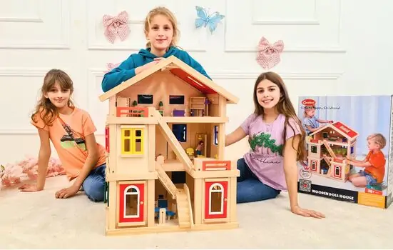 Wooden Doll House With Accsesoriess  - ხის თოჯინის სახლი ავეჯით, 3 image