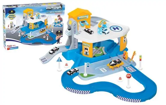 Dede 03348 2 LEVEL POLICE STATION GARAGE SET MEGA PIST სათამაშო ტრასა