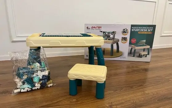 Children building blocks table with chair Beige საბავშვო მრავალფუნქციური კონსტრუქტორი მაგიდა სკამით, 2 image