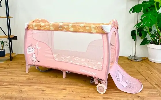 KikkaBoo Dolce Sonno Plus Pink Rabbits 2 levels საწოლ-მანეჟი 2020, 3 image