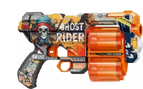 Ghost Rider Toy Gun With Double Drum - სათამაშო მექანიკური იარაღი, 2 image