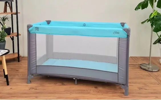 Cangaroo Folding cot Solo Mint საბავშვო ერთ დონიანი საწოლ-მანეჟი