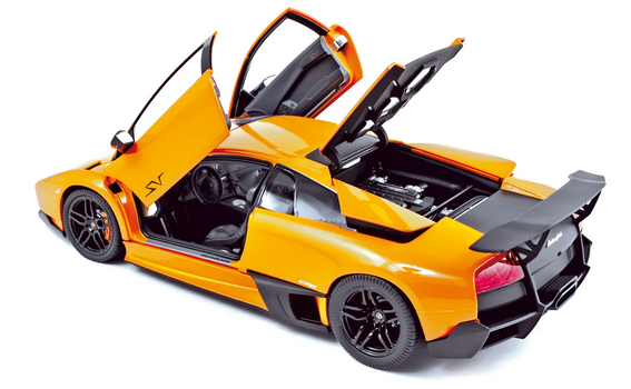 Orange Lamborghini Murciélago LP 670-4 SV -  დისტანციურად მართვადი ლამბორგინის სათამაშო მანქანა, 9 image