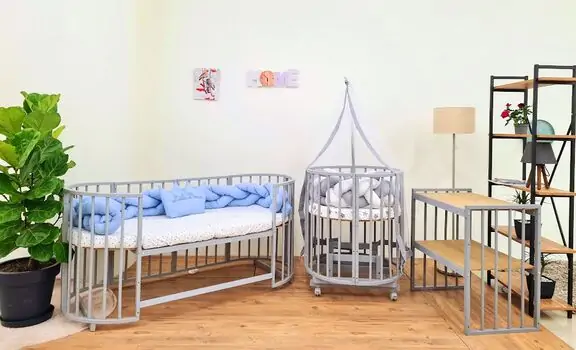 Heyner Play Grey Sleeping Set Blue  ახალშობილის ტრანსფორმერი საწოლი