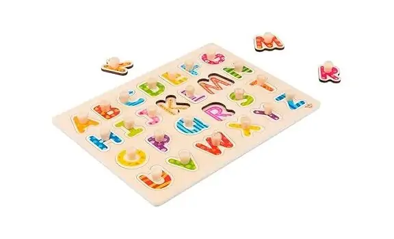 Wooden Alphabet Puzzle 27pce, red-ხის ანბანის ფაზლი – 27 ნაწილი (წითელი)