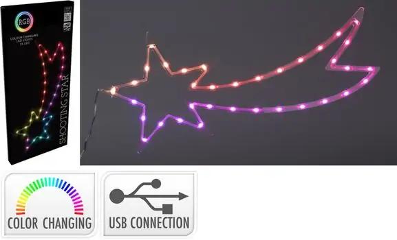 Christmas Shooting Star With RGB 35 Led  საახალწლო აქსესუარები განათებით