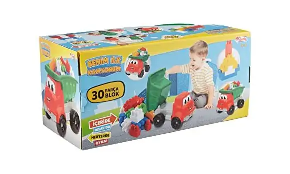 Dede 03434  MY FIRST BIG TRUCK WITH 30 BLOCKS საბავშვო მანქანა კუბიკებით, 4 image