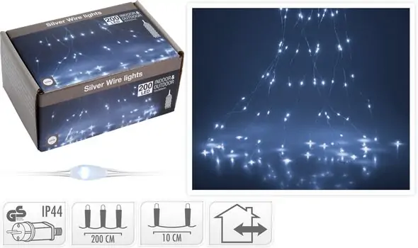Christmas Ledlight Silverwire White Microled Lights 200 Led საახალწლო განათებები