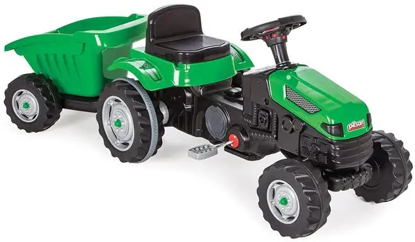 Pilsan-ის საბავშვო ტრაქტორი 07 316 - ACTIVE PEDAL OPERATED TRACTOR WITH TRAILER Green, 2 image
