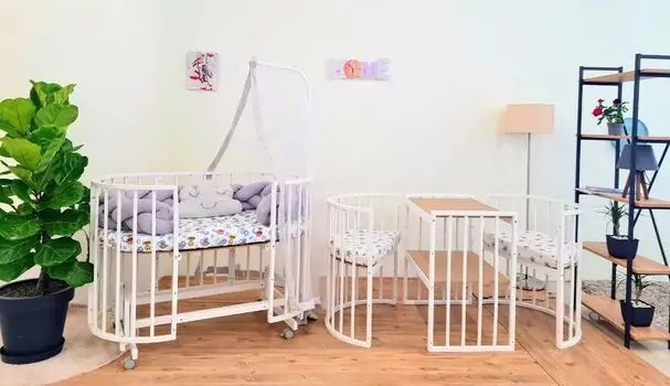 Heyner Play White Sleeping Set Grey  ახალშობილის ტრანსფორმერი საწოლი